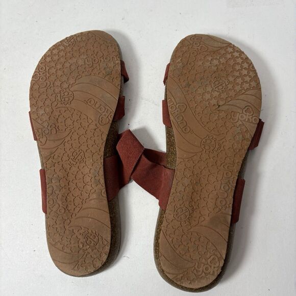 Yokono Sandals Womens Size 8 Flip Flop Red Toe Strappy Leather Cork‎ Adj G1 - Picture 10 of 10
